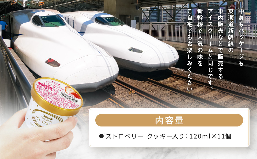 【1/6より順次発送】シンカンセンスゴイカタイアイス ストロベリー・クッキー入り 11個 