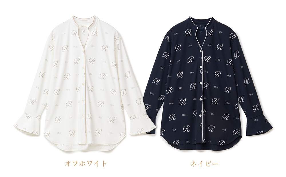 【ネイビー Lサイズ】リファ バイタルテック モイストスムース スタンドカラースリープウェア ReFaロゴ/WOMEN