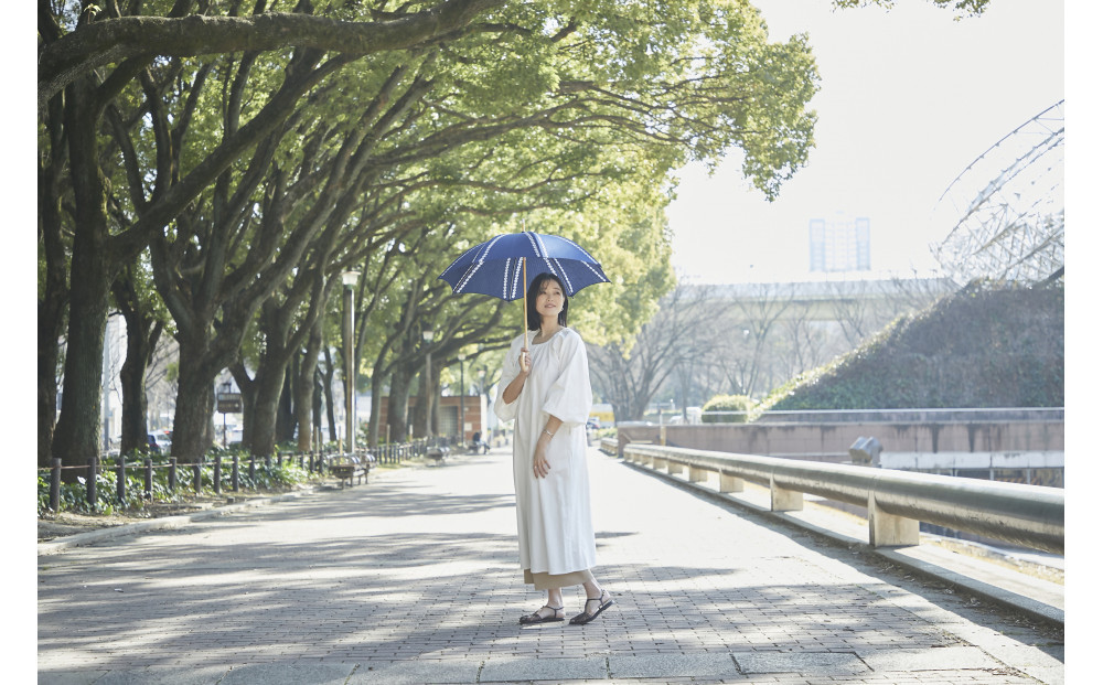 有松・鳴海絞り 日傘B（黒色）-蜘蛛絞り-【藍染が風にゆれる日本遺産のまち有松寄附金専用】