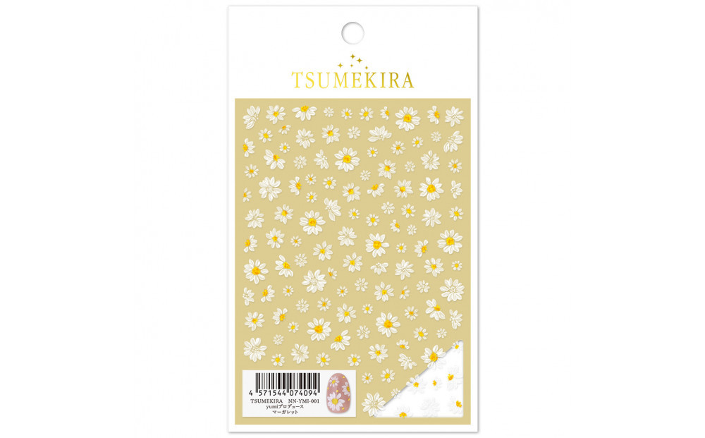 ツメキラ ネイルシール 1枚 yumi プロデュース【マーガレット】ネイルアート ジェルネイルに埋め込む レジン パーツ用品