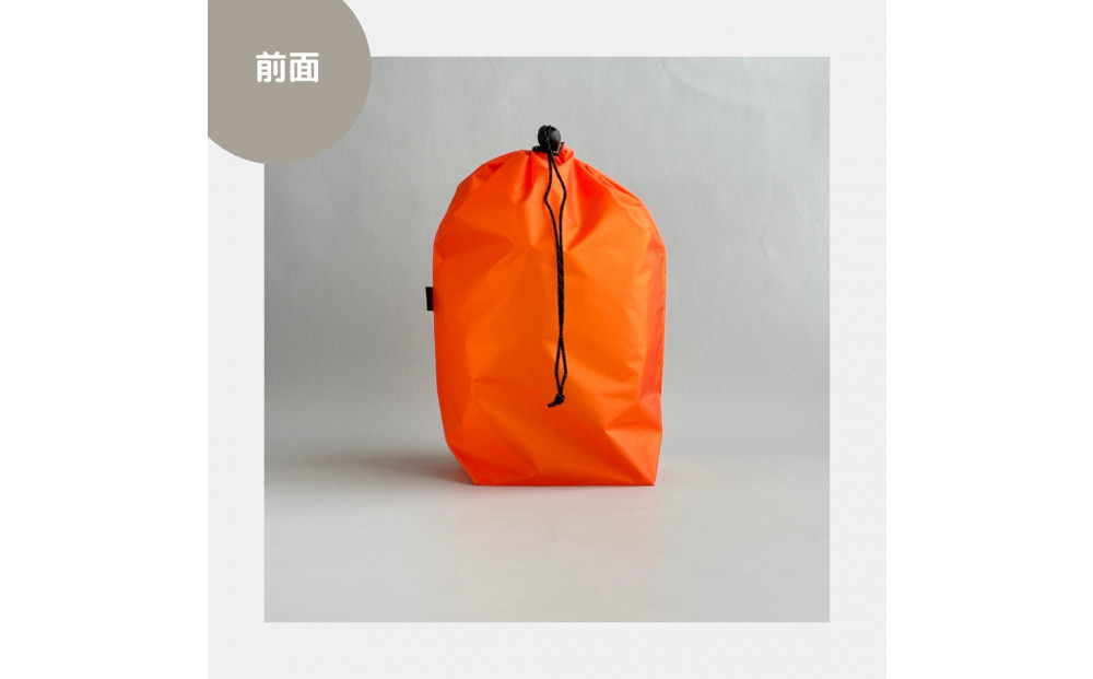 【M・3L・オレンジ】　大きめナイロン巾着袋　スタッフバッグ　スタッフサック　バッグインバッグ　着替え袋