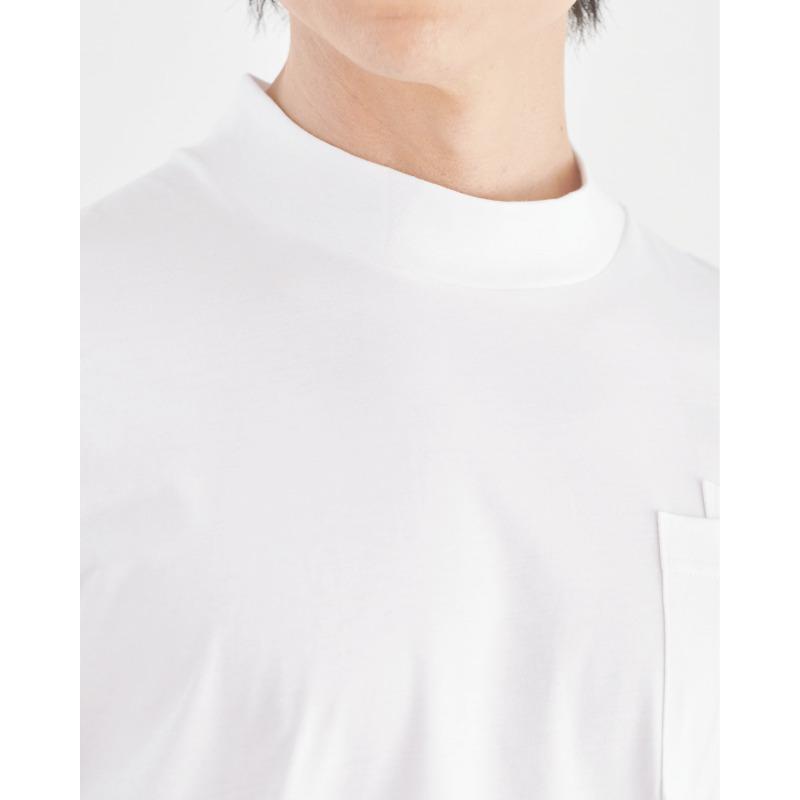 ◆サイズ：ＸＬ◆【メガネポケット付きTシャツ】 オーガニックコットン スマートフィット 半袖 ｜モックネック