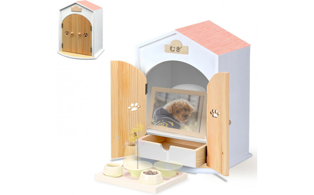 ペット用仏壇 AngelHouse天使のおうち型仏壇　サーモンピンク