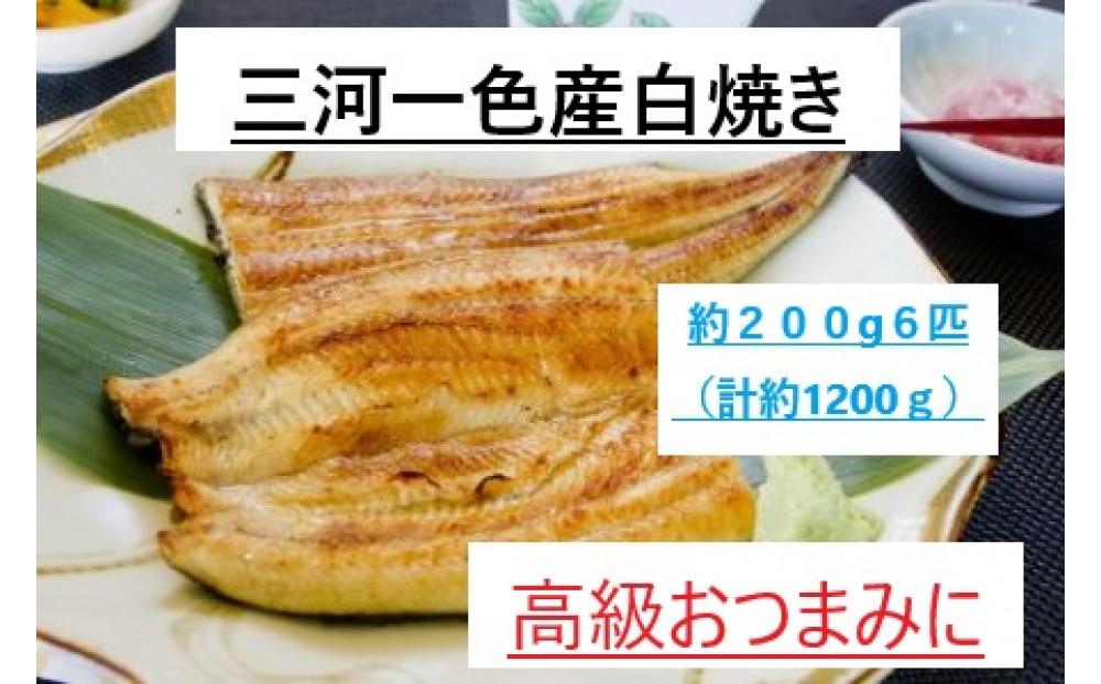 ＜三河一色産うなぎ＞　最上級白焼き　おつまみにどうぞ！　6匹（計約1200ｇ）