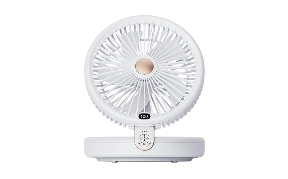 【ホワイト】扇風機 多機能 デスクランプ ファン 卓上 壁掛け 2WAY仕様 5枚羽根 6段階風量調節 自然風 小型 シールフック付き ストラップ付き 折りたたみ式 LEDライト 3段階明るさ調節 静音 USB充電式 残電量表示 暑気払い 低騒音 90日間保証付き 日本語取扱説明書
