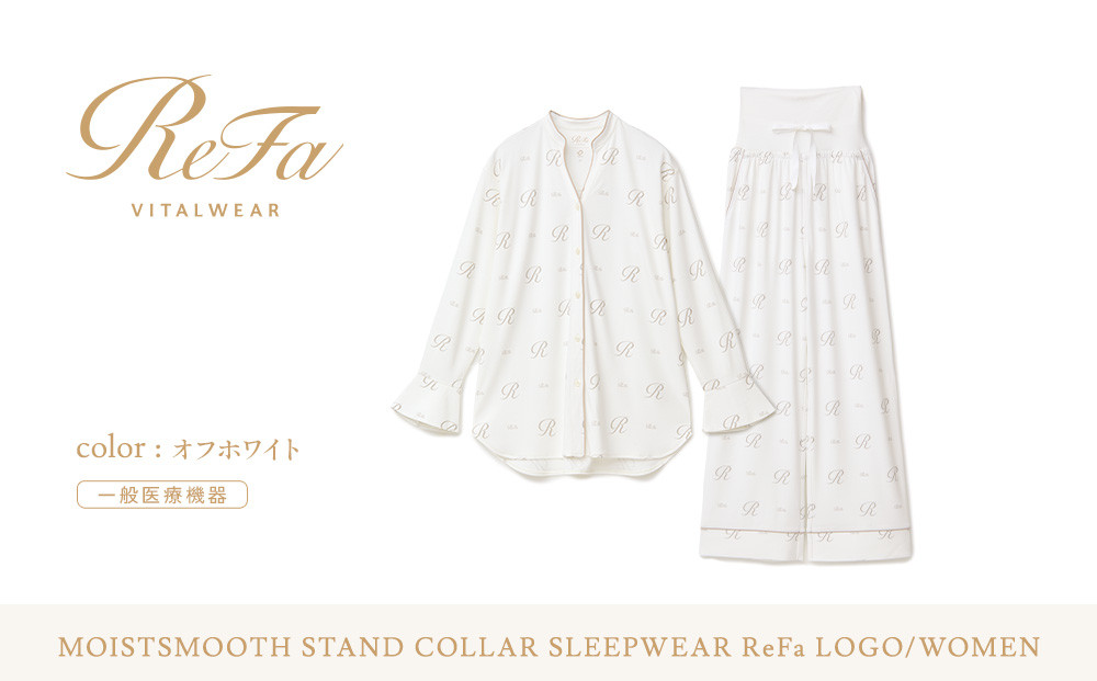 【オフホワイト Lサイズ】リファ バイタルテック モイストスムース スタンドカラースリープウェア ReFaロゴ/WOMEN
