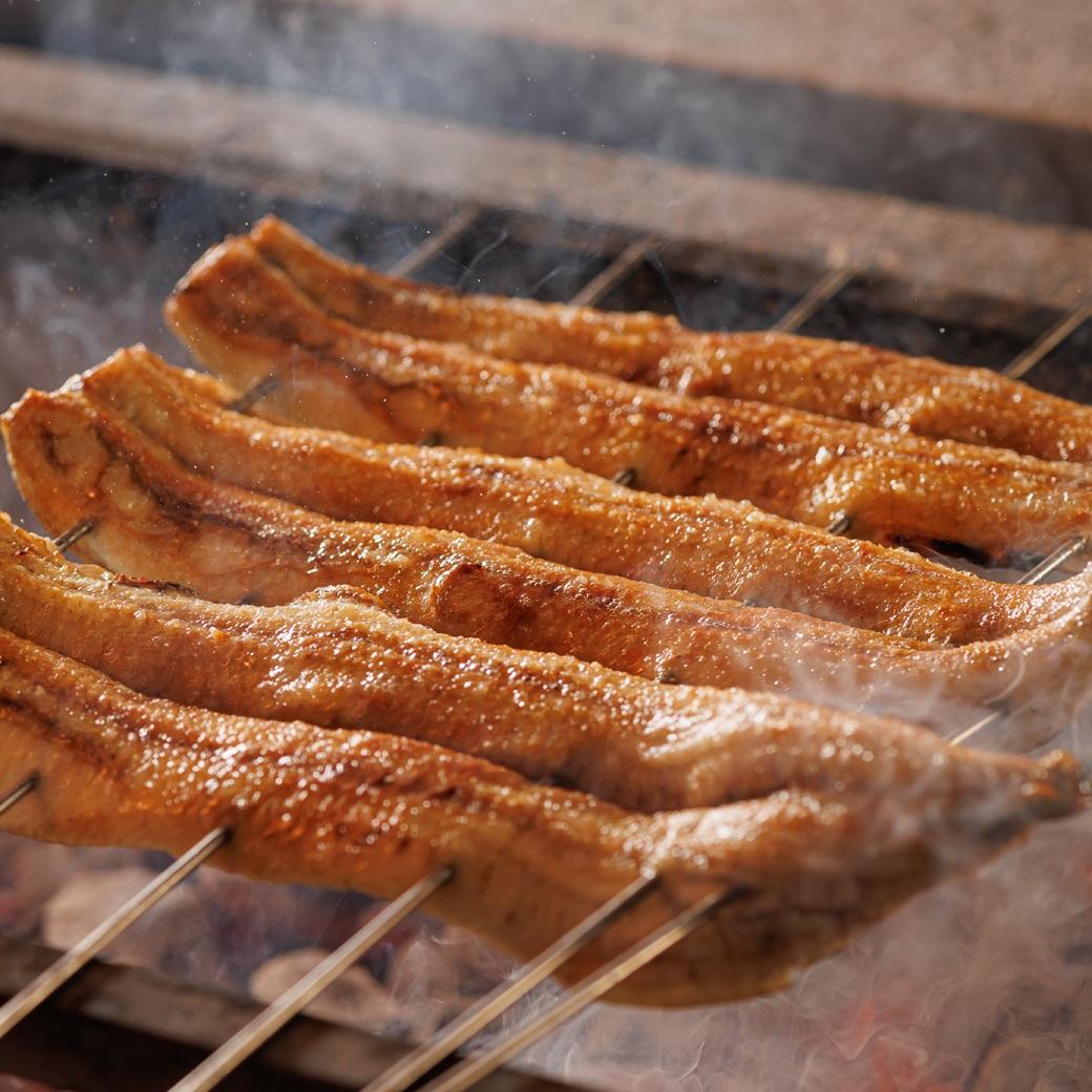 三河一色産手焼き炭火焼き活うなぎ白焼き　170g×2尾セット