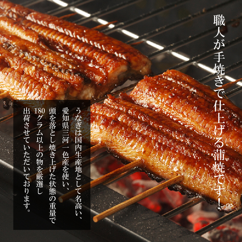 三河一色産 鰻の蒲焼き 3尾 計540g以上 うなぎ処はちすか　H026-024