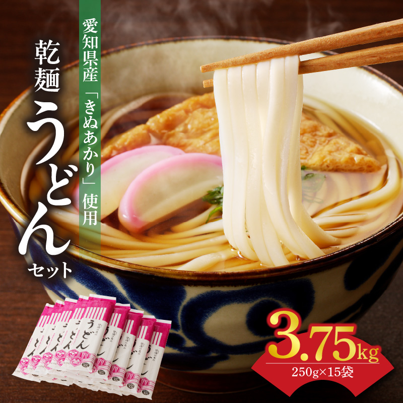 【乾麺】碧海の恵み うどん 愛知県産 徳用セット3.75kg(250g×15袋)　H008-225