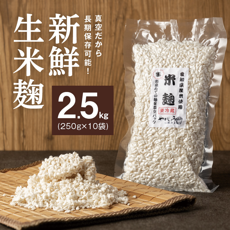 【新鮮 生米麹】2.5kg(250g×10袋) 小分けで便利！真空だから長期保存可能！　H140-021