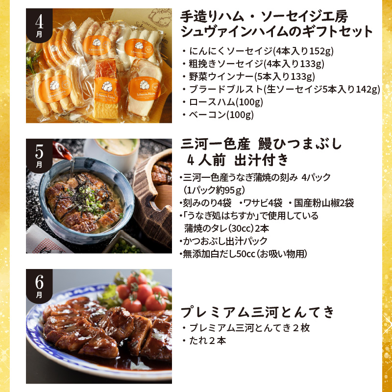 碧南市がチョイスした厳選定期便！ 【全12回】厳選！うなぎとお肉の定期便(毎月お届け） 　H028-086