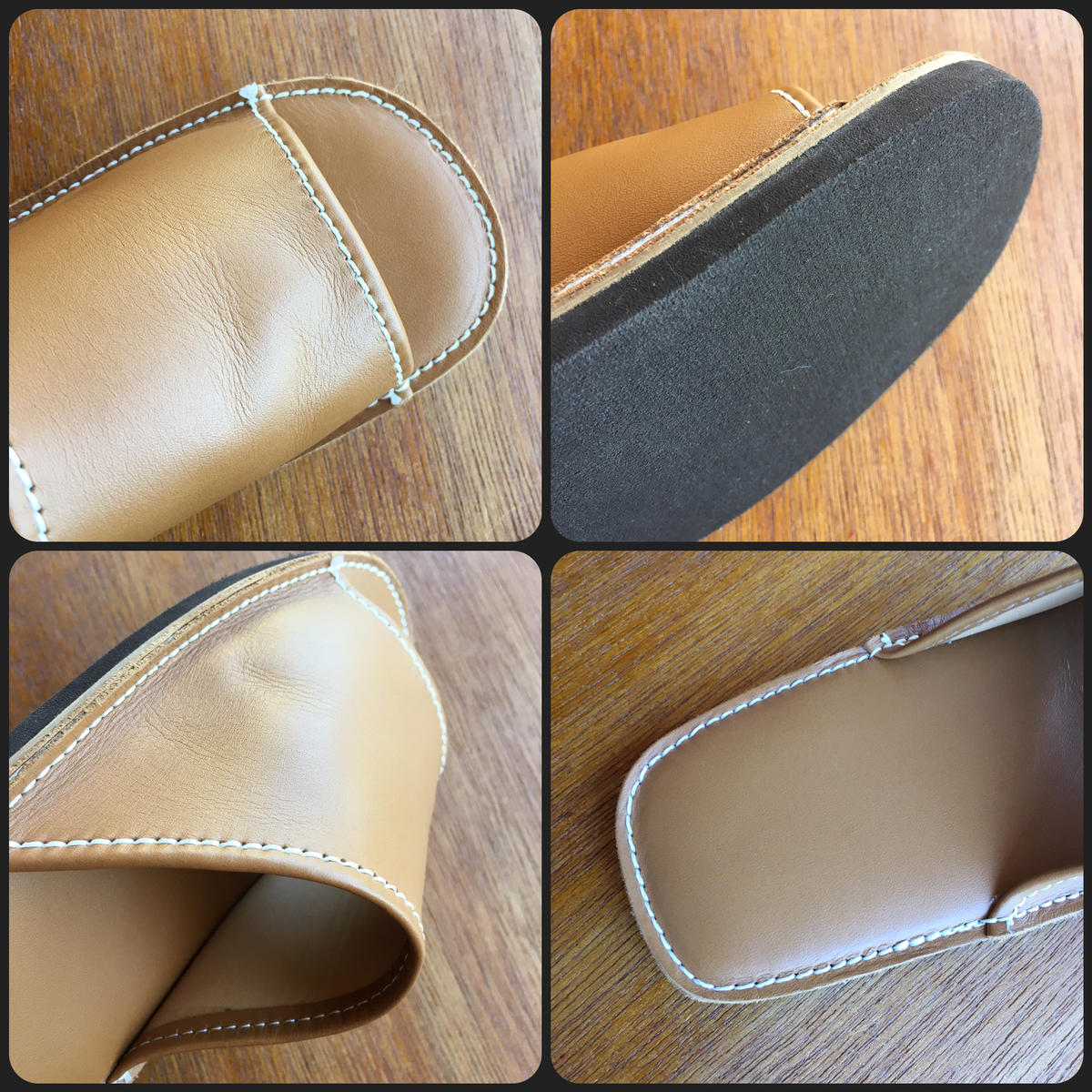靴職人手作りの本革「スリッパ」　キャメル 大きめサイズ（L、２L） H066-030
