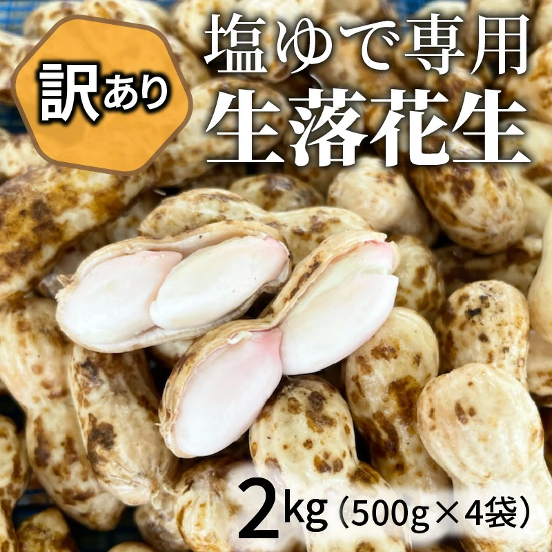【2026年発送】事前予約 訳あり やみつき極うま “金の生落花生” 塩ゆで専用 2kg(500g×4袋）　H105-144