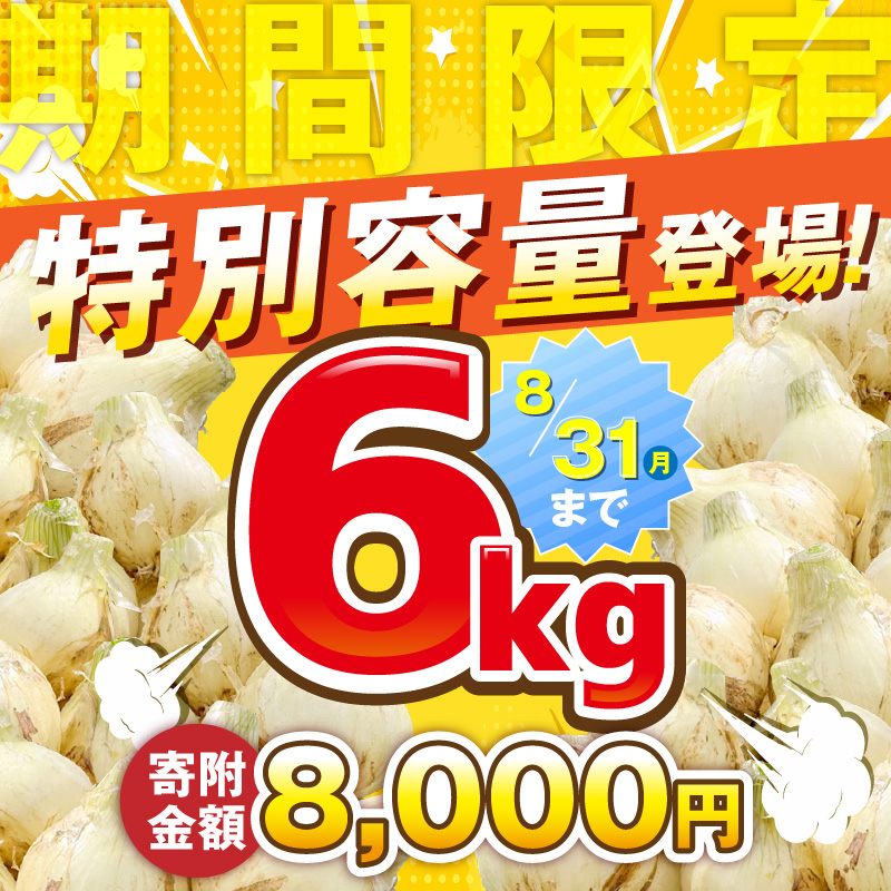 【7/1～8/31受付限定】 5kg→特別容量6kg (2027年発送) ≪『満天☆青空レストラン』で紹介されました！≫ 新玉ねぎ 生がおいしい 神重農産のブランド玉ねぎ「旬玉」6kg　H105-273