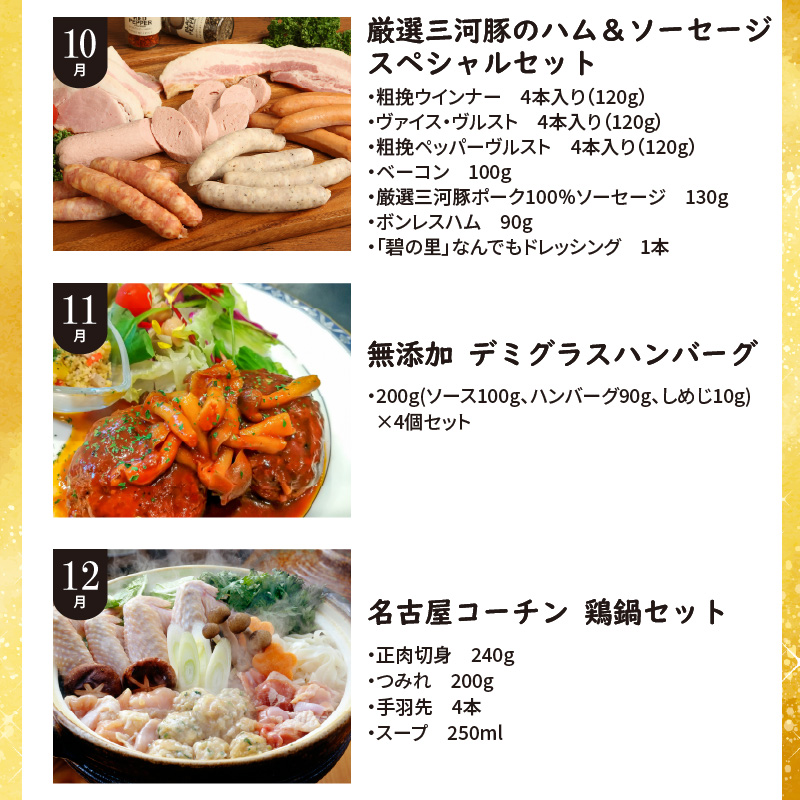 碧南市がチョイスした厳選定期便！ 【全12回】厳選！お肉づくめの定期便(毎月お届け） 　H028-091