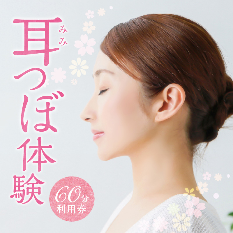 耳つぼ体験 60分 利用券【１名様分】リラクゼーション  健康 マッサージ 癒しプライベートサロン チケット　H178-008