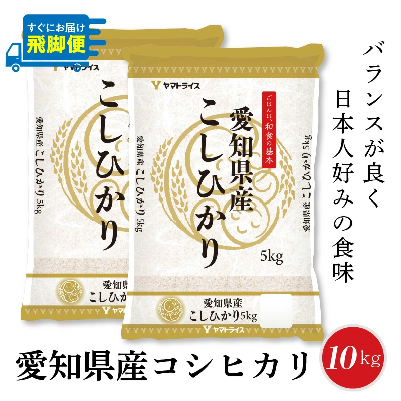 【すぐにお届け&日時指定可】 愛知県産コシヒカリ 10kg(5kg×2袋)　こめ コメ ごはん 安心安全なヤマトライス 米 白米 国産 精米 10キロ　H074-608