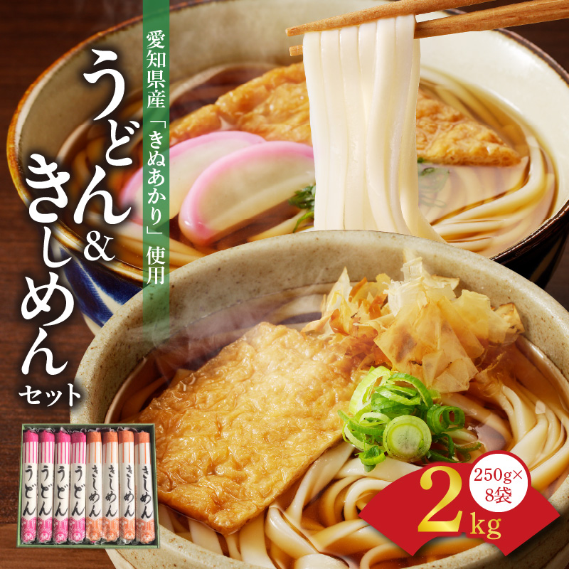 愛知県産小麦100％使用「碧海の恵み」 うどん＆きしめんセット 250g×8袋 乾麺 冬用ギフト 小笠原製粉 H008-243