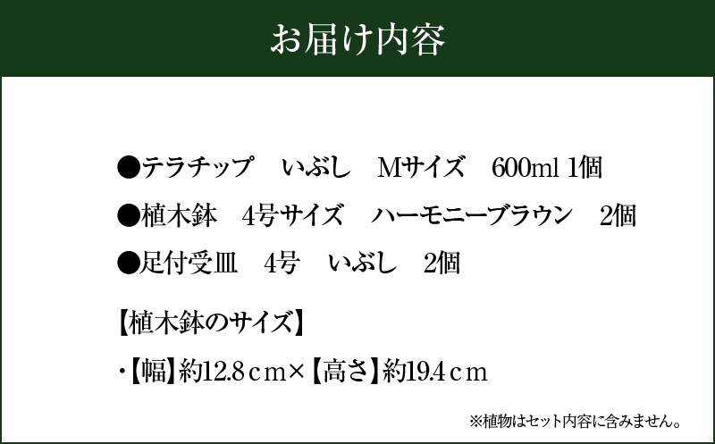 三河焼植木鉢ハーモニーブラウン【テラチップいぶし】プランター お手軽植物栽培セット 園芸 粘土 鉢 植物 土 シルバー 銀 茶 H188-003