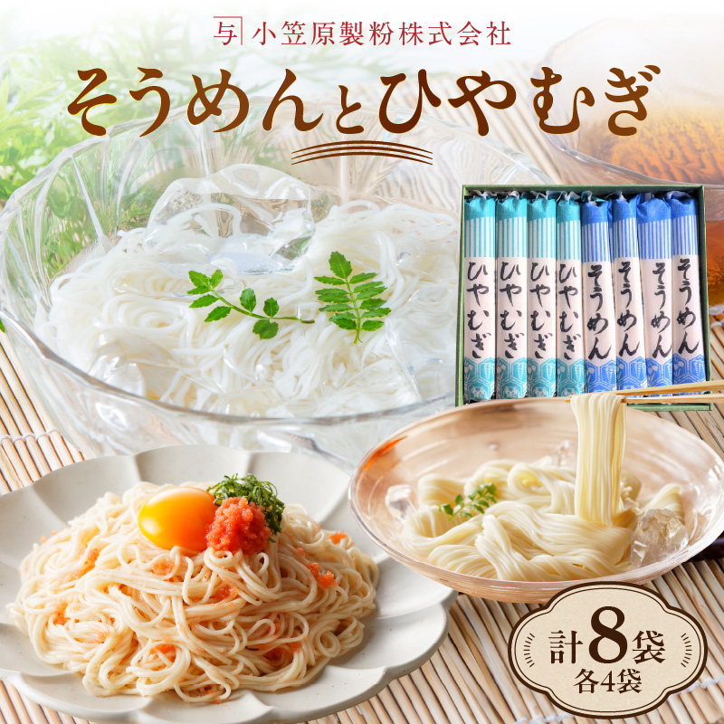 【夏用ギフト】乾麺8袋（計2kg）[そうめん4袋、ひやむぎ4袋]　H008-249