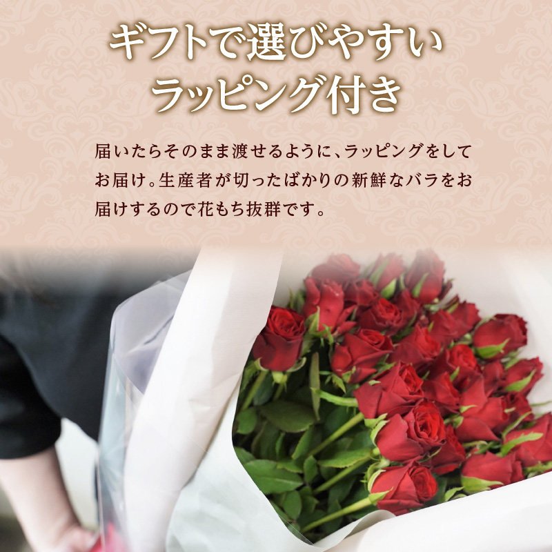 【ラッピング付】生花 レッド バラの花束 30本 日付指定可能 赤 薔薇 ローズ ギフト プレゼント ラッピング インテリア お花 フラワー H193-006