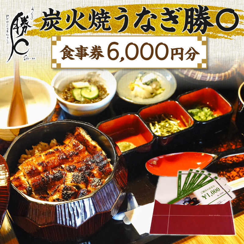 【備長炭で焼く“いい焦がし”】炭火焼うなぎ勝〇お食事券6,000円分 うなぎ 鰻 店 飲食 食事券 H189-007