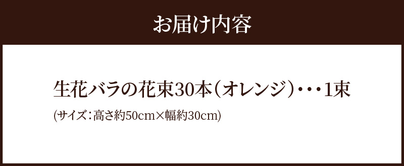 【ラッピング付】生花 オレンジ バラの花束 30本 日付指定可能 薔薇 ローズ ギフト プレゼント ラッピング インテリア お花 フラワー H193-019