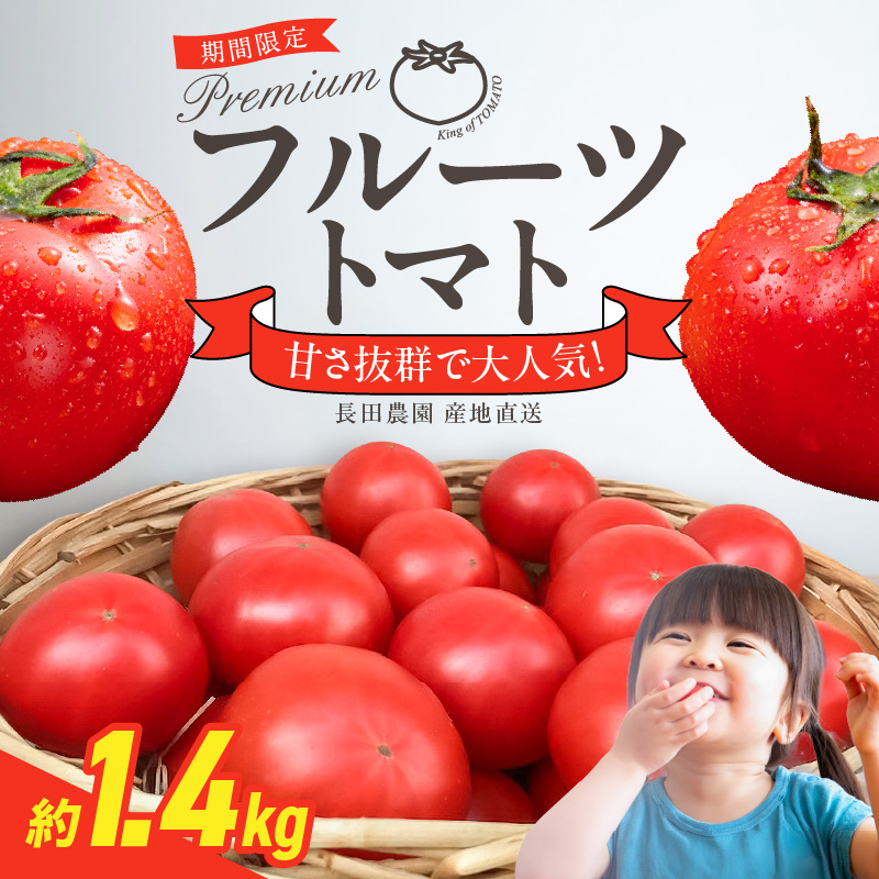 期間限定！プレミアムフルーツトマト 約1.4kg　長田農園  産地直送 トマト とまと 野菜 やさい フルーツ サラダ 濃厚 甘い ご褒美 プレゼント 美容 健康 リピート多数 人気 高評価 先行受付 数量限定 碧南市　H004-175