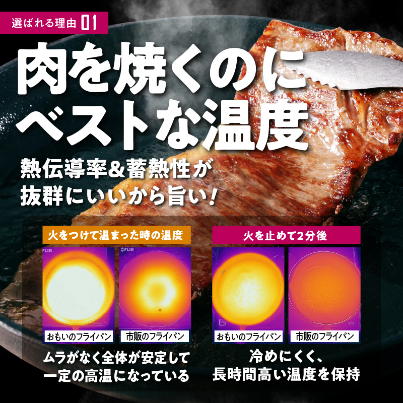 〈カンブリア宮殿で紹介されました！〉 おもいのフライパン　20cm　目指したのは世界で一番お肉がおいしく焼けるフライパン　H051-172