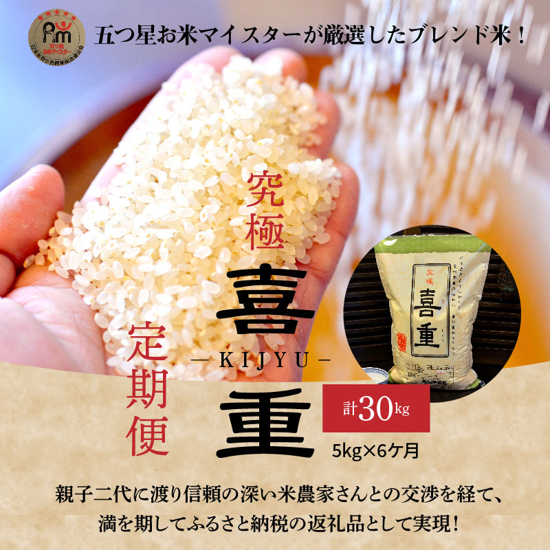 【お米マイスター】究極 喜重ーKIJYUー 定期便（5kg×6回） H056-123