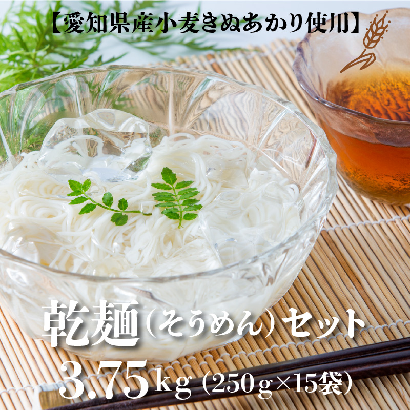 【乾麺】碧海の恵み そうめん 愛知県産 徳用セット3.75kg(250g×15袋)　H008-227