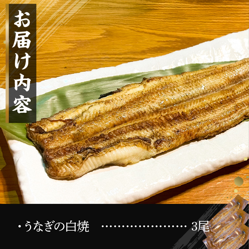 【備長炭で焼く“いい焦がし”】三河一色産うなぎの白焼 ３尾 鰻 ウナギ  白焼き 国産 備長炭 土用 丑の日 冷凍 三河一色産 H189-012