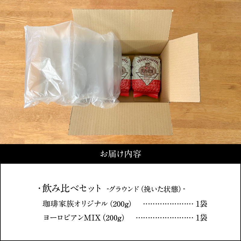 【グラウンド（挽いた状態）でお届け】【飲み比べセット】ホット専用 コーヒー豆400g（200g×2種） ～お家で楽しむ自家焙煎の香り高いコーヒー～ H163-030
