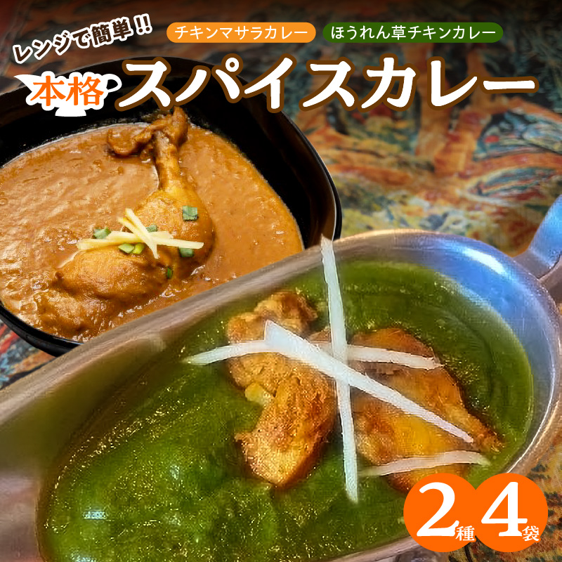 【レンジで簡単】本格スパイスカレー２種４袋セット 本格スパイスカレー 食べ比べ おやつ H177-007