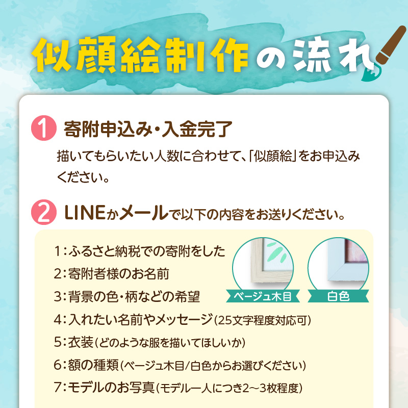 似顔絵ギフト～A4 2名様～「額付き」「手描き水彩画」 イラスト にがおえ 手書き 水彩画 絵の具 絵 飾り 誕生日 七五三 ペット 犬 猫 結婚 記念日 ギフト 贈り物 プレゼント H201-002
