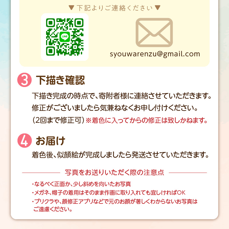 似顔絵ギフト～A4 2名様～「額付き」「手描き水彩画」 イラスト にがおえ 手書き 水彩画 絵の具 絵 飾り 誕生日 七五三 ペット 犬 猫 結婚 記念日 ギフト 贈り物 プレゼント H201-002
