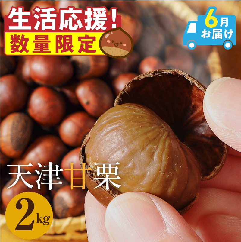 【2026年6月発送】【特別容量 1.6kg⇒2kg】 （ 生活応援 ） この道50年の職人が焼く、やさしい甘みたっっっぷり！「天津甘栗」 2kg 焼きたて 栗 くり 栗爪 殻付き お菓子 おつまみ 人気 高リピート 小分け 栗ご飯 栗きんとん 甘露煮 選べる 発送月 感謝を込めて 碧南市 H045-107_Jun