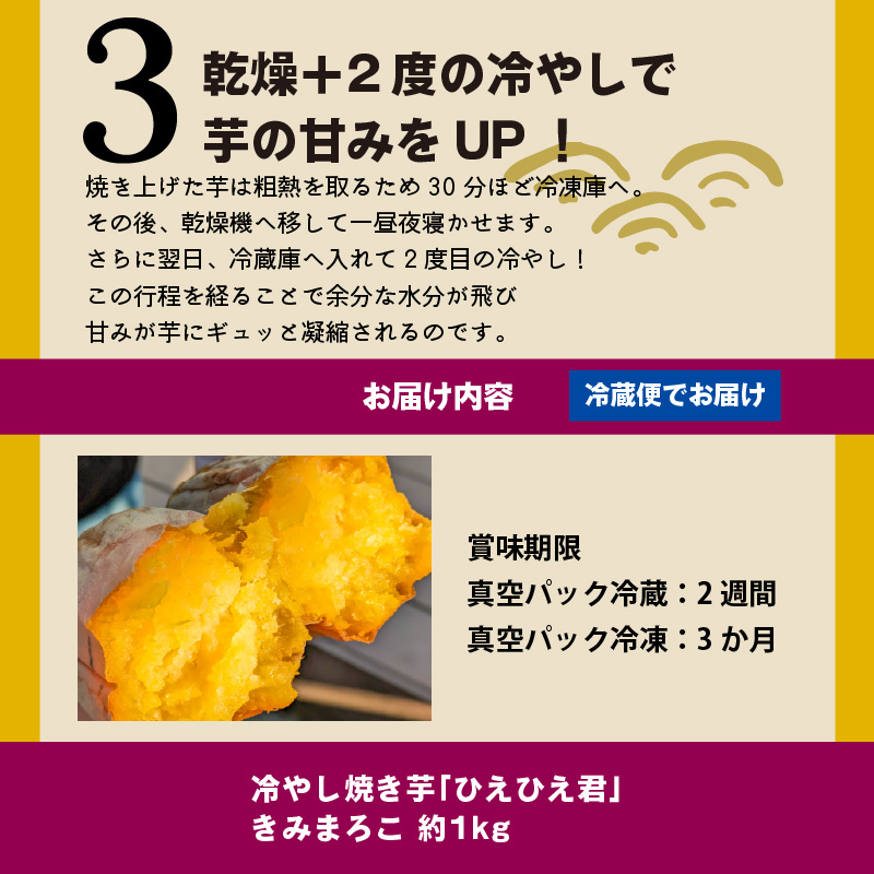 焼き芋 蜜たっぷり！冷やし焼き芋 ひえひえ君 きみまろこ 1kg（4～6袋） 【ジャパンフードセレクション 金賞】 芋スイーツ H047-053