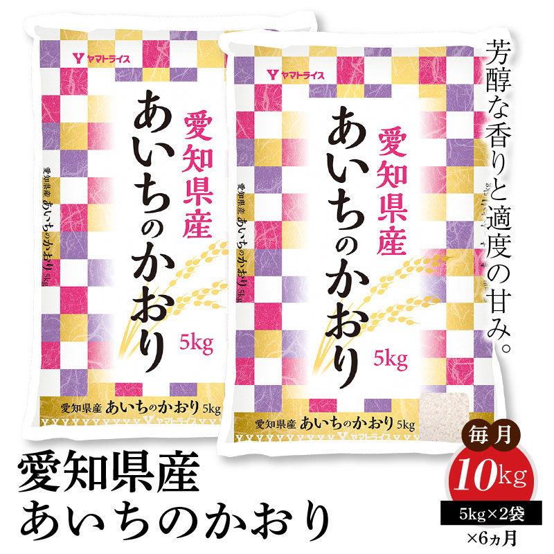 愛知県産あいちのかおり 10kg ※6回定期便　こめ コメ ごはん 安心安全なヤマトライス 米 白米 国産 精米 10キロ　H074-609