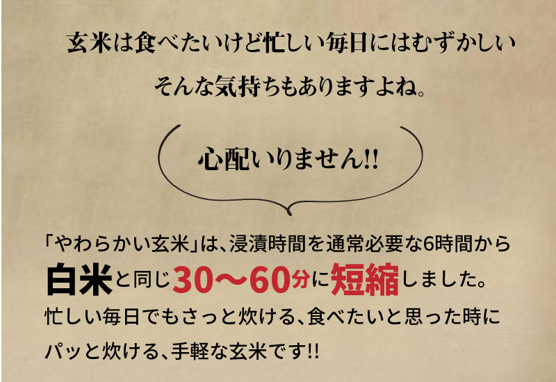 やわらかい玄米 北海道産ゆめぴりか 900g×4袋　安心安全なヤマトライス　H074-592