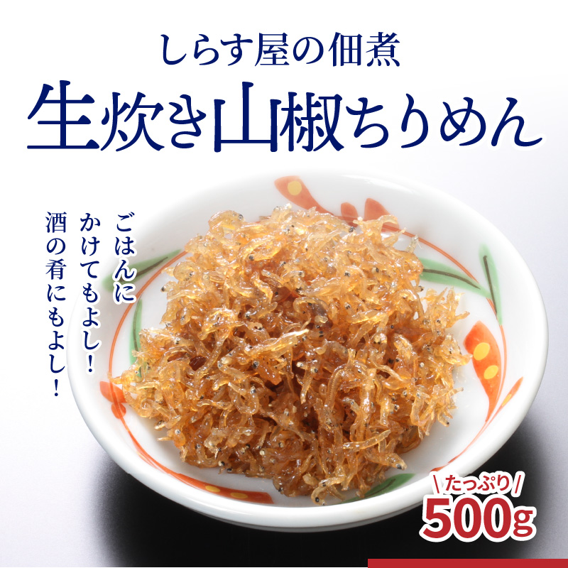 【12月18日受付分まで年内発送】しらす屋の佃煮　生炊き山椒ちりめん500g H006-077