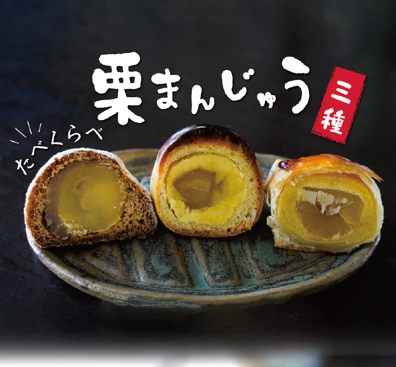 栗ざんまい！栗まんじゅう３種類食べ比べセット　H149-012