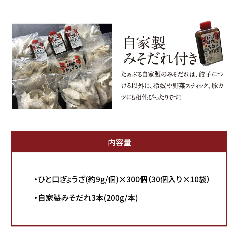 居酒屋のおかあちゃん手作り 店の看板メニュー ひと口味噌ぎょうざ 300個(30個×10袋)　H136-030