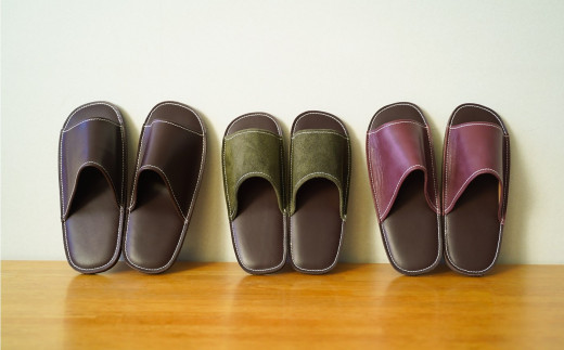 靴職人手作りの本革「スリッパ」　ダークブラウン  大きめサイズ（Ｌ、２Ｌ） H066-031