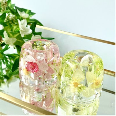 ハーバリウムペン立て2個セット(ピンク系、イエロー系)箱入り【1334066】