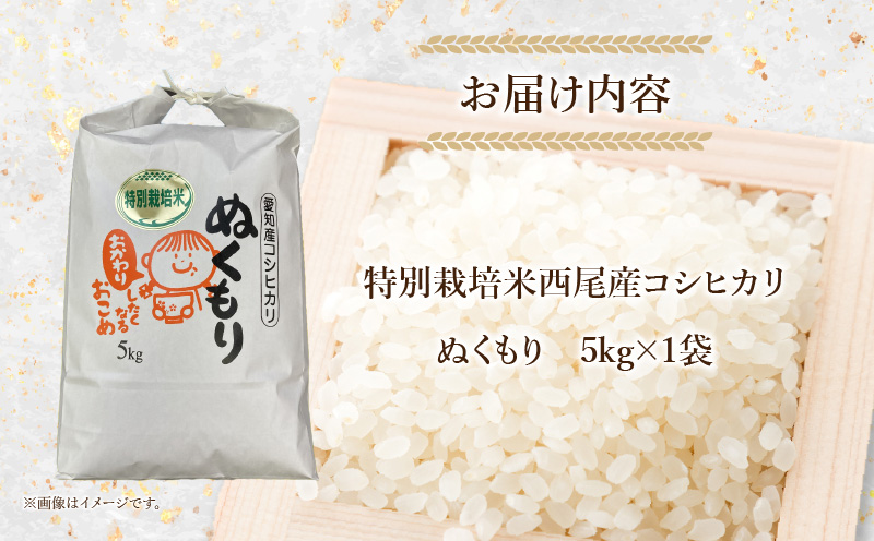 特別栽培米西尾産コシヒカリ《ぬくもり》【5kg/袋×1袋】・D024-14