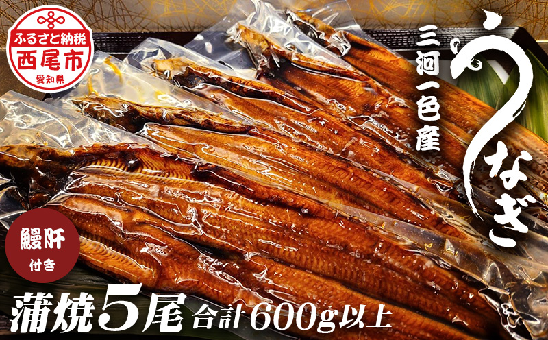 三河一色うなぎ蒲焼き5尾(中サイズ)肝焼き付き・F018-31
