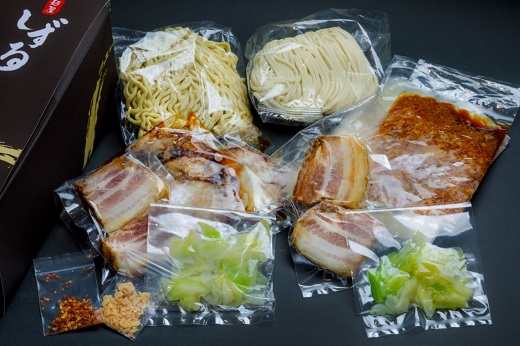 二郎インスパイア系【麺屋しずる】ガツ盛！醤油らーめん、まぜそば　2食セット・M082-105