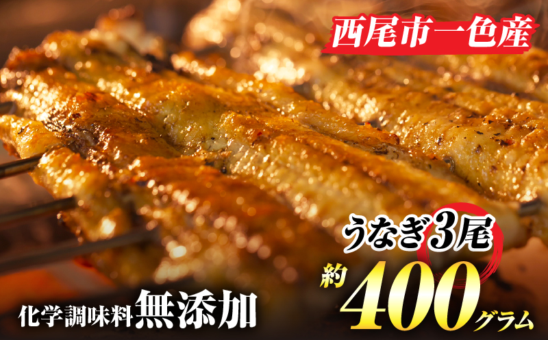 手焼き 三河一色産 うなぎ 蒲焼 3尾（約400g）無頭 鰻 国産・A130-250