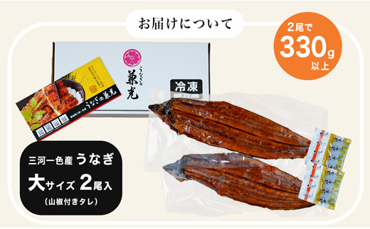 三河一色産 うなぎ 蒲焼《大サイズ》2尾（計330g以上） 国産 鰻 愛知・U023-145